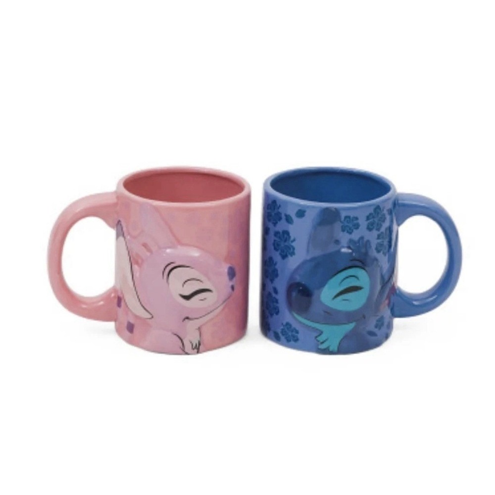 Disney Lilo Stitch 3D Ceramic Mug Set Angel Stitch 20oz Each
